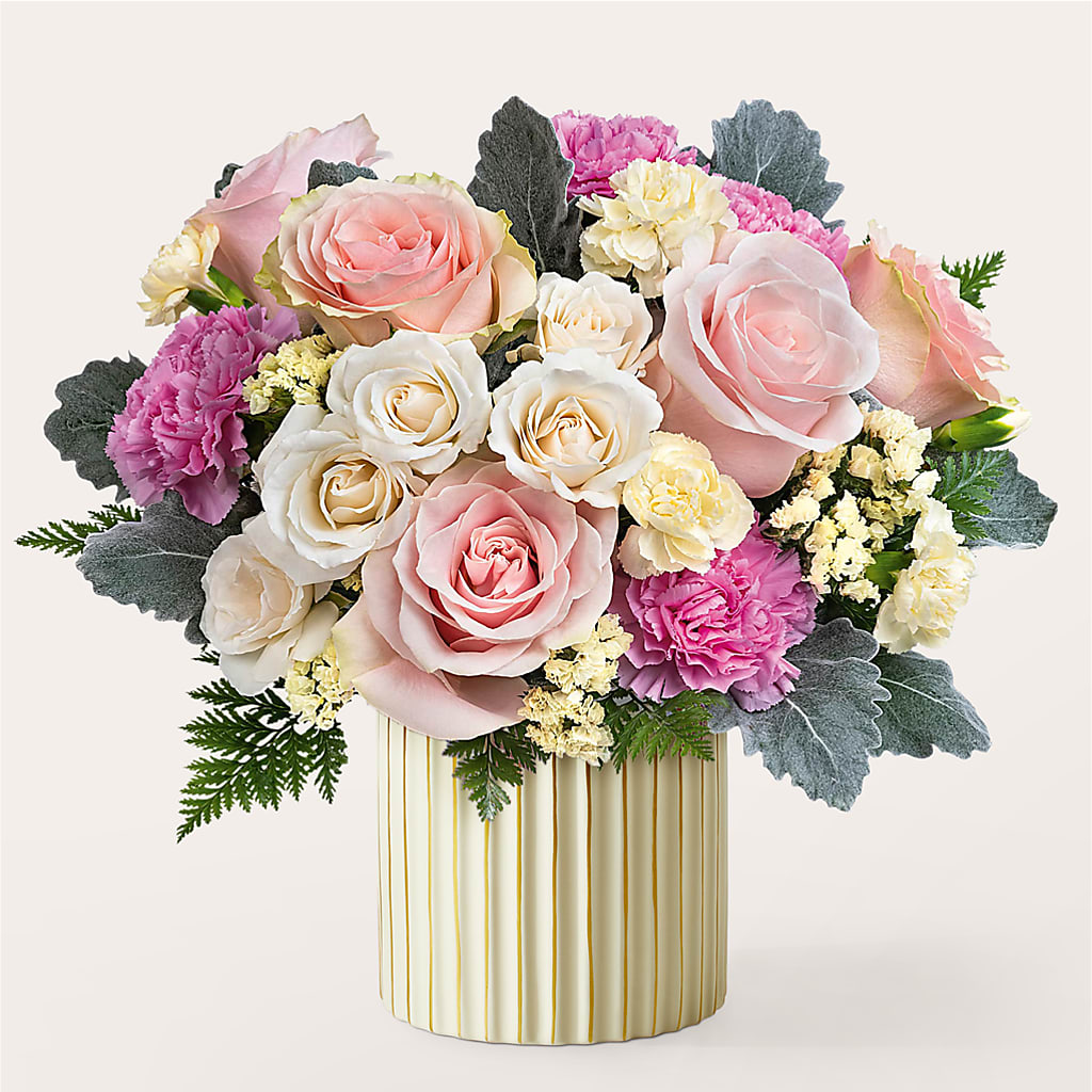 Blissful Moments Bouquet with Ivory Vase – Wade Florists Llc, Saint Louis MO