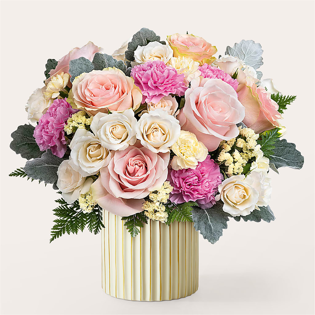 Blissful Moments Bouquet with Ivory Vase – Wade Florists Llc, Saint Louis MO
