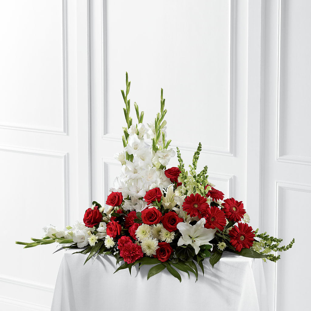 Crimson & White Arrangement – Wade Florists Llc, Saint Louis MO