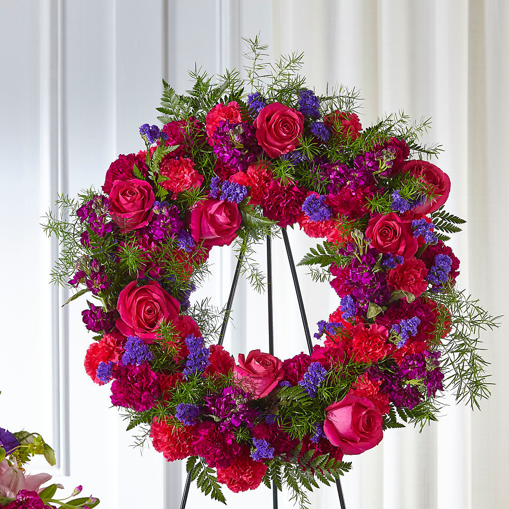 Calming Colors Wreath – Wade Florists Llc, Saint Louis MO