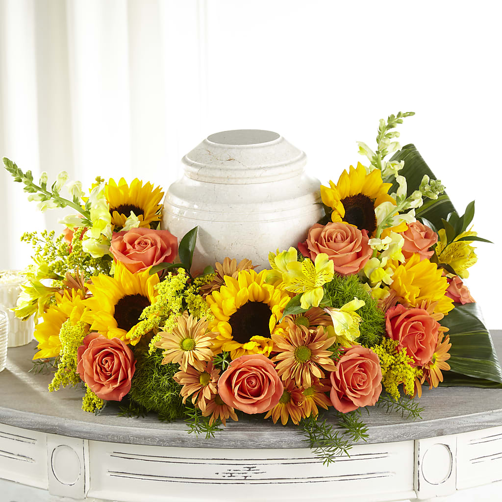Faithful Sunflower Cremation Adornment – Wade Florists Llc, Saint Louis MO