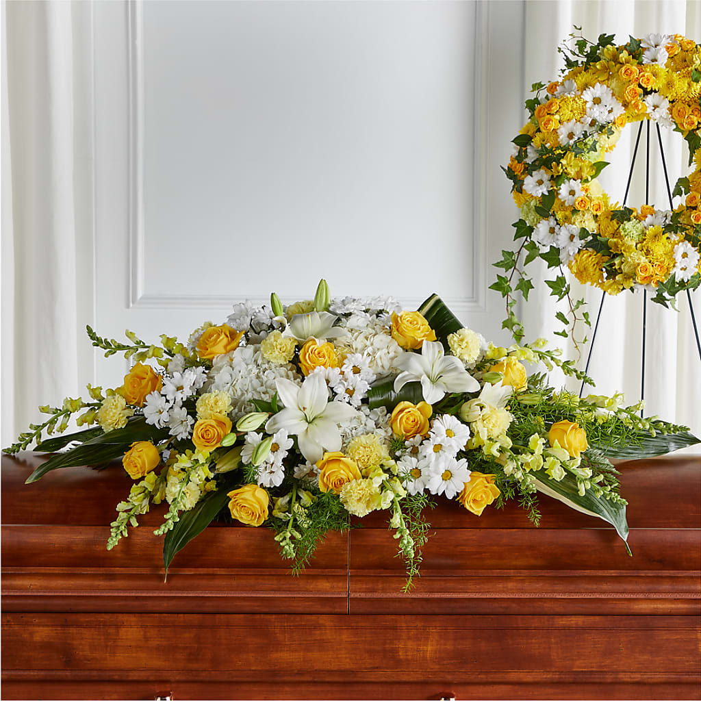 Golden Harmony Casket Spray – Wade Florists Llc, Saint Louis MO