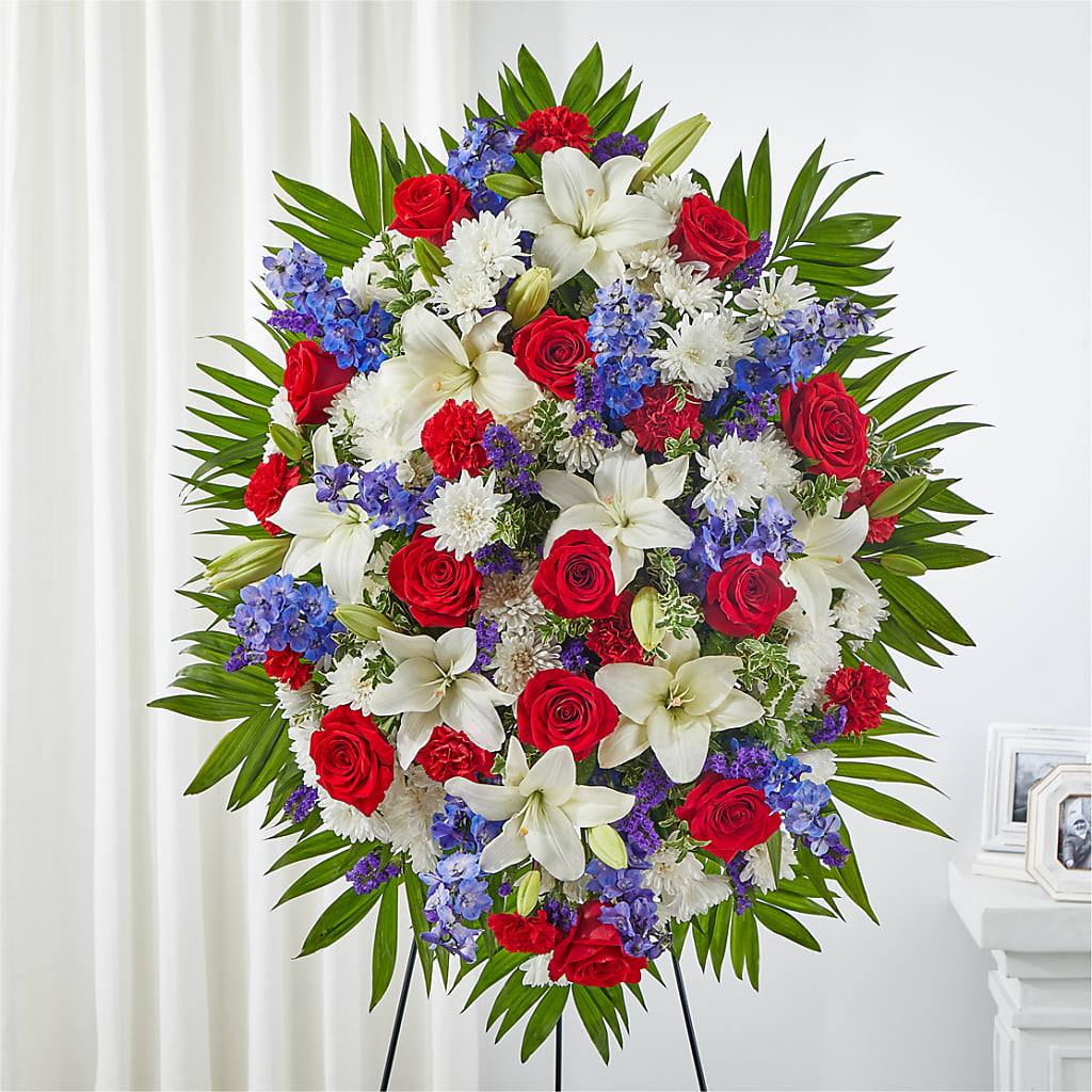 Cherished Service Standing Spray – Wade Florists Llc, Saint Louis MO