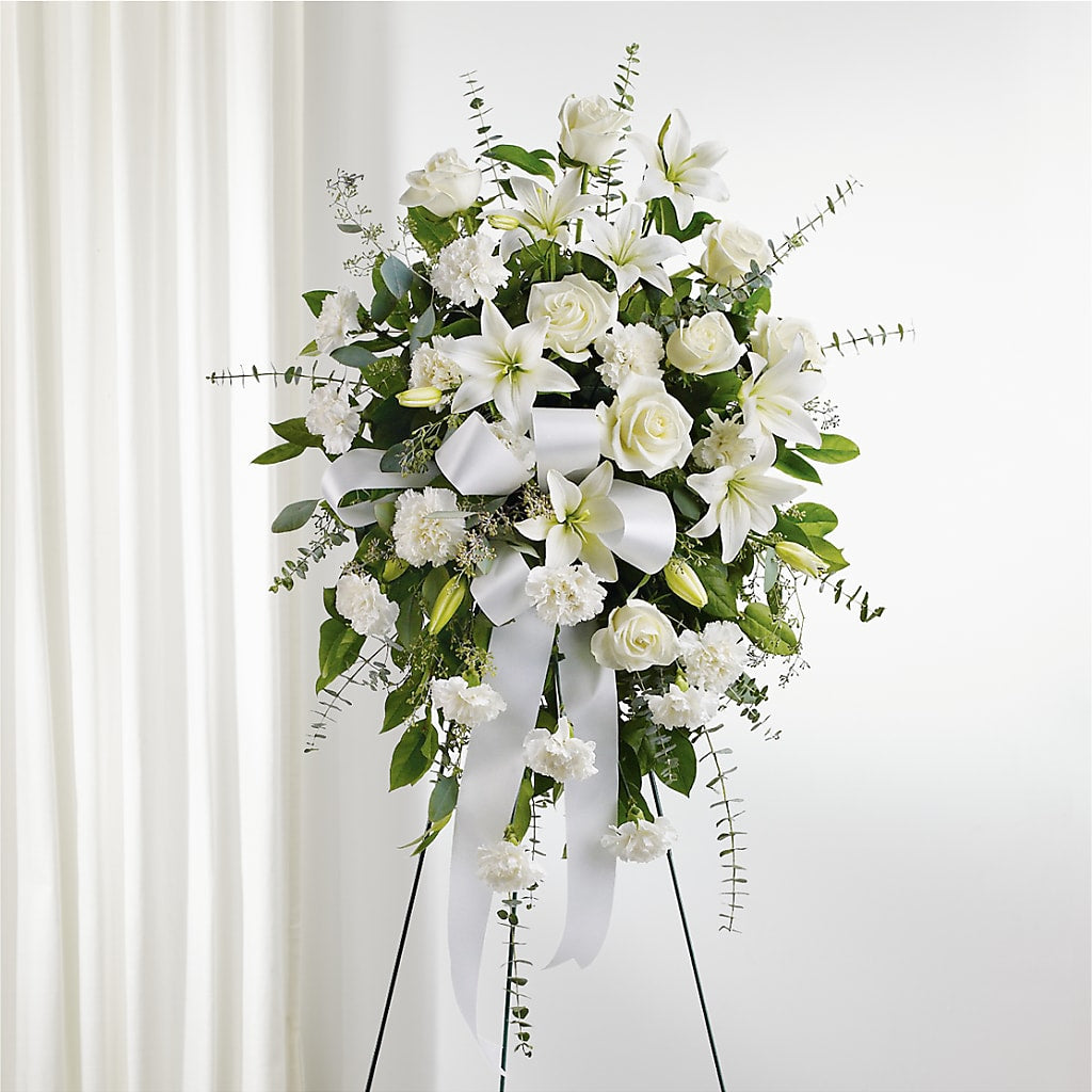 With Care Standing Spray – Wade Florists Llc, Saint Louis MO