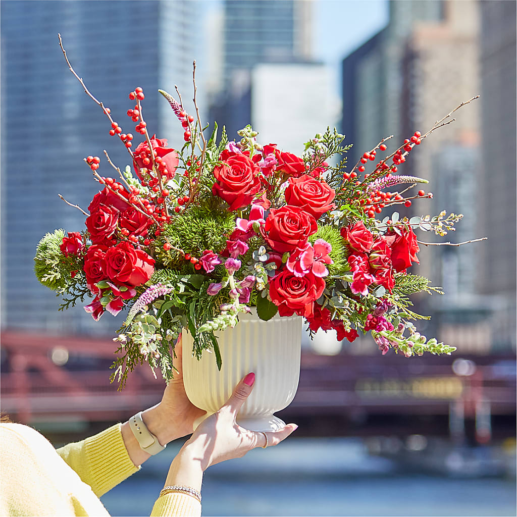 Big Red Bow Bouquet –  Wade Florists Llc, Saint Louis MO