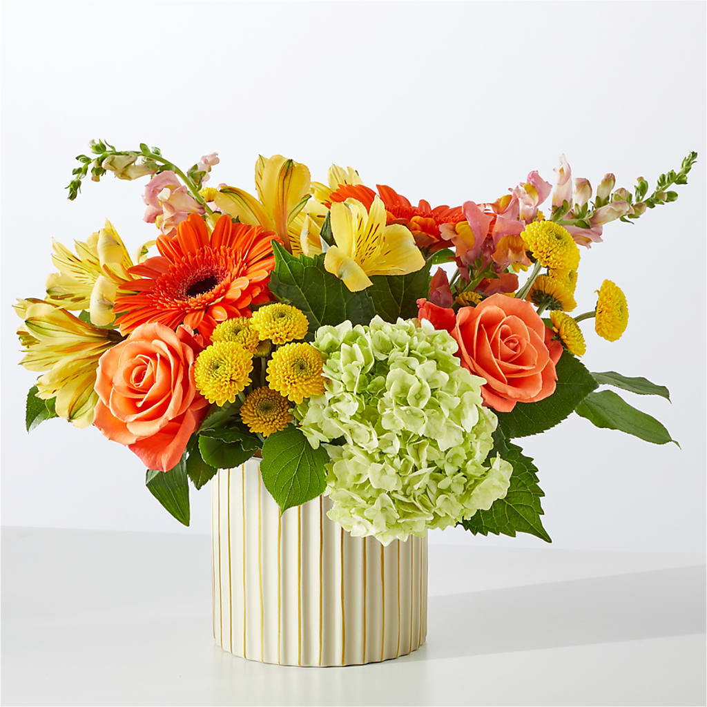 Autumn Sunshine Bouquet with Ivory Vase –  Wade Florists Llc, Saint Louis MO