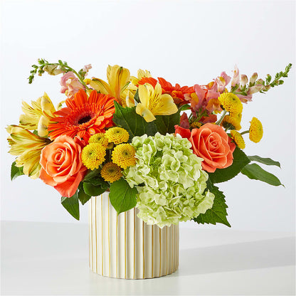 Autumn Sunshine Bouquet with Ivory Vase –  Wade Florists Llc, Saint Louis MO