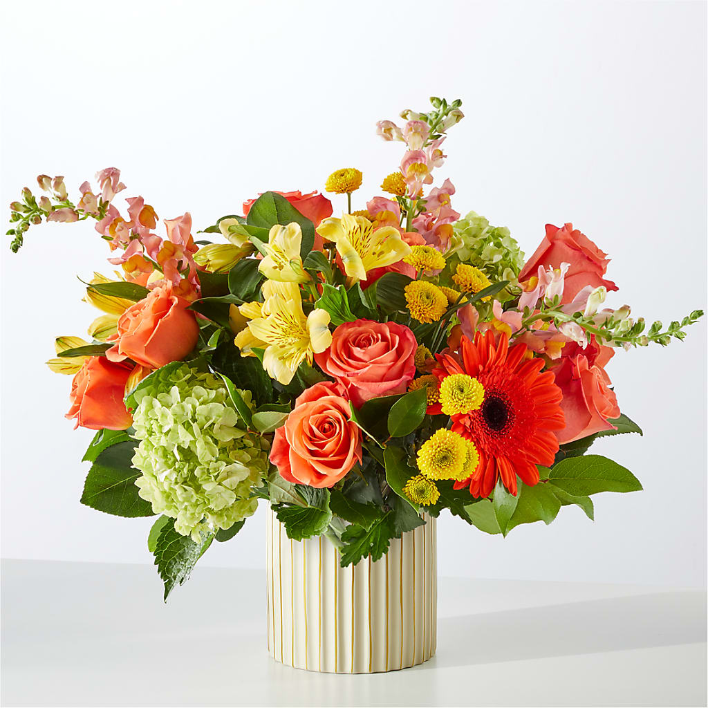Autumn Sunshine Bouquet with Ivory Vase –  Wade Florists Llc, Saint Louis MO